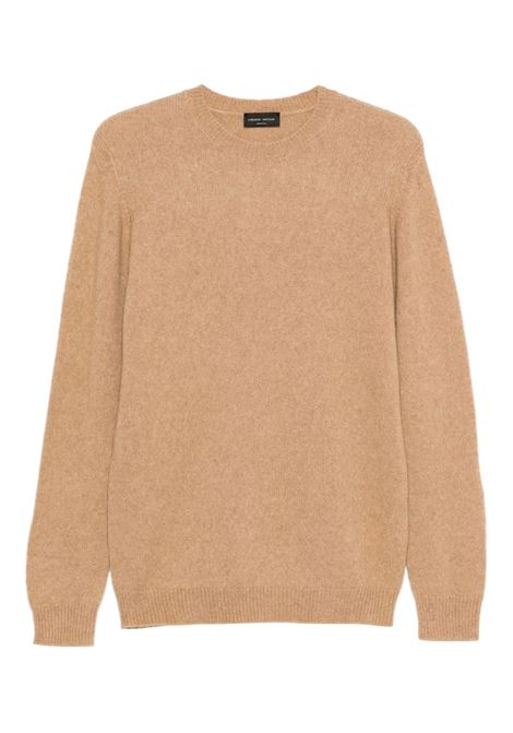 crewneck sweater man camel ROBERTO COLLINA | 253M40001M4005